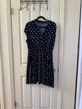 Roz & Ali Navy and White Polka Dot Top